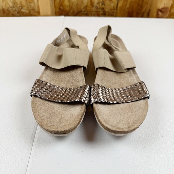 Munro Pisces Gunmetal Tan Bronze Sandals Woven Strap Comfort Cushioned Size 8.5 - Picture 1 of 3